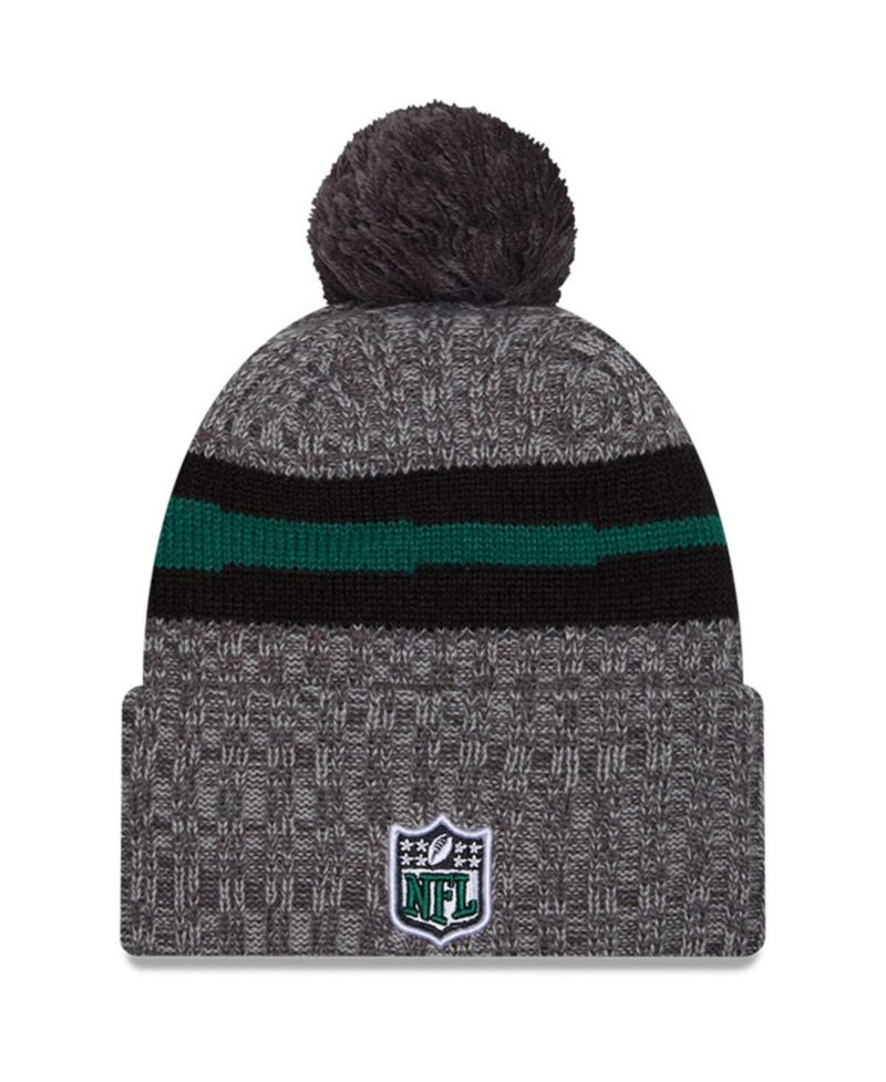 Men's Gray New York Jets 2023 Sideline Sport Cuffed Pom Knit Hat