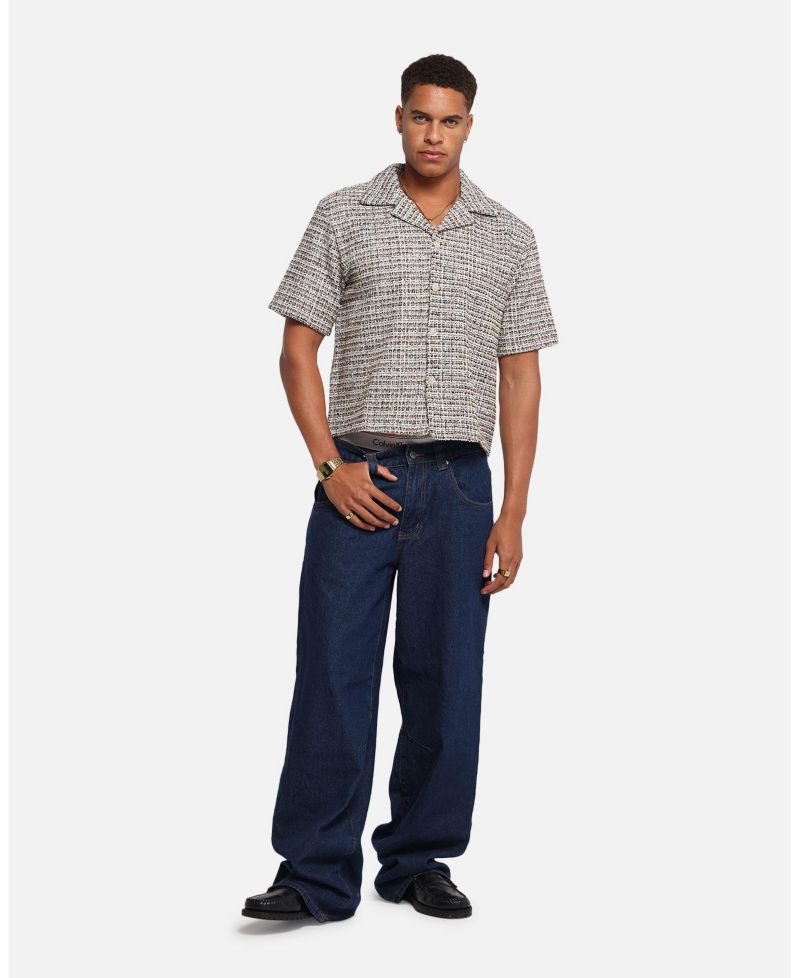 Men's Boucle Tweed Crop Button Up Shirt