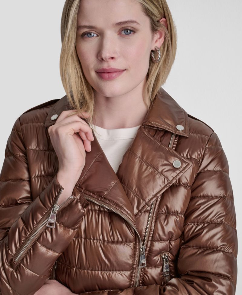 Women's Moto Style Lightweight Puffer Jacket