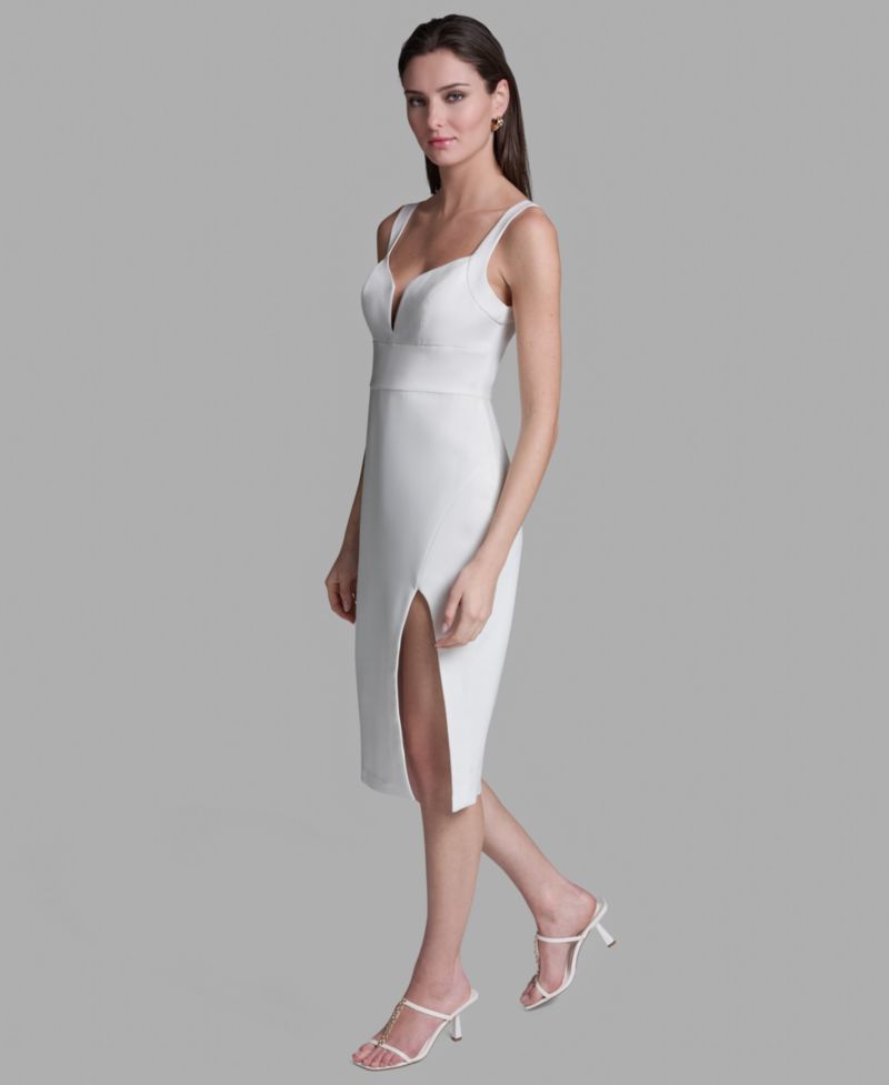 Women's Deep V-Neck Sheath Midi Dress