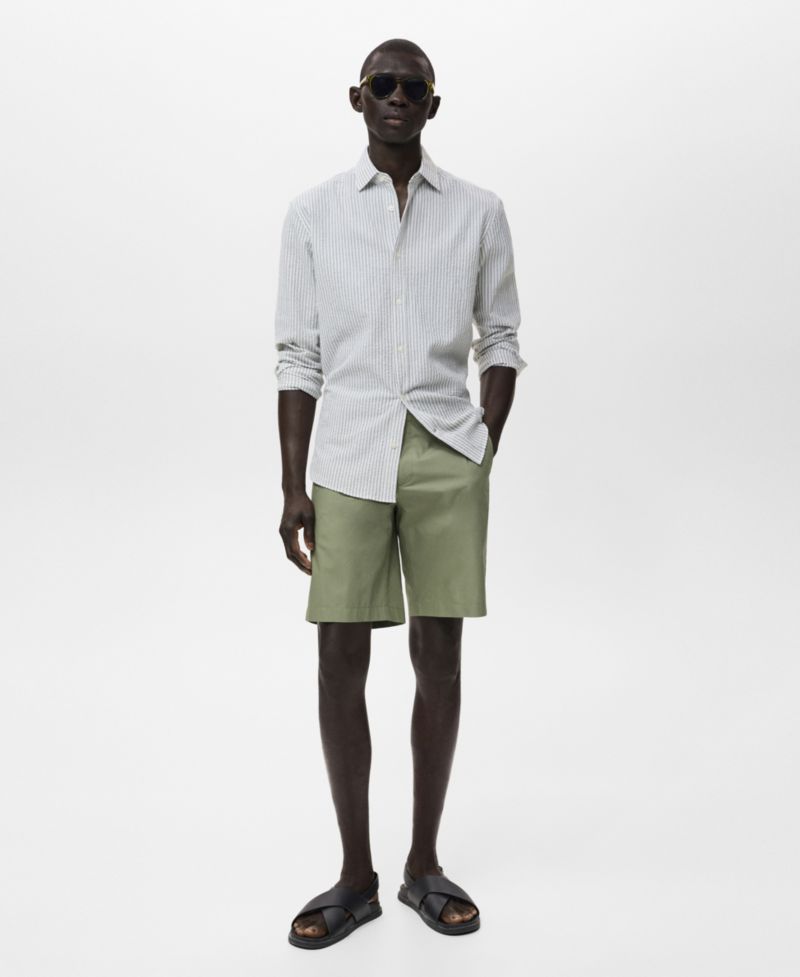 Men's Interior Elastic Strip Cotton Bermuda Shorts