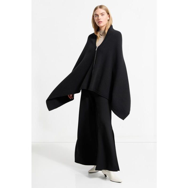 Women's Mika Italian Merino Wool Asymmetric-Hem Knit Cape with Zip
