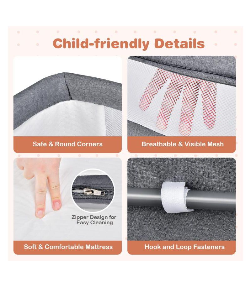 3 in 1 Infant Bassinet with Adjustable Height and Secure Double Lock