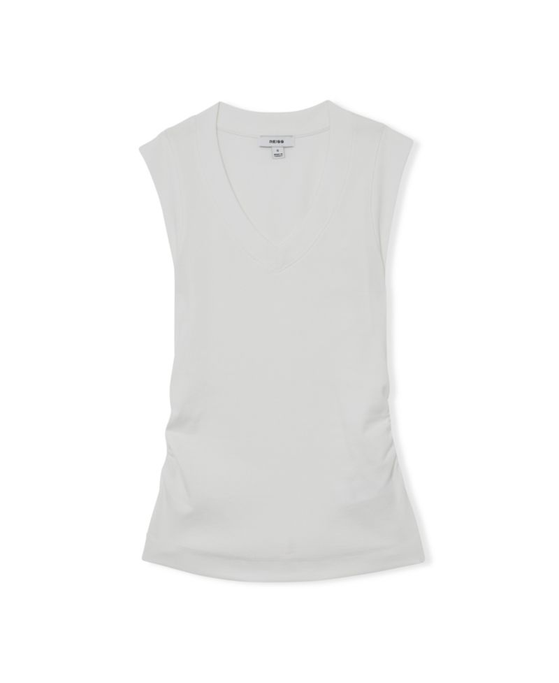 Women's Sandy V-Neck Ruched Ribbed Tank Top