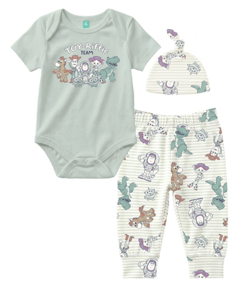 Baby Boys' Toy Story Short-Sleeve Bodysuit, Pants and Beanie, 3-Piece Set