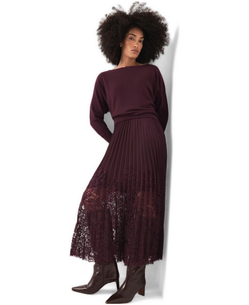 Women's Layered Lace Midi Dress