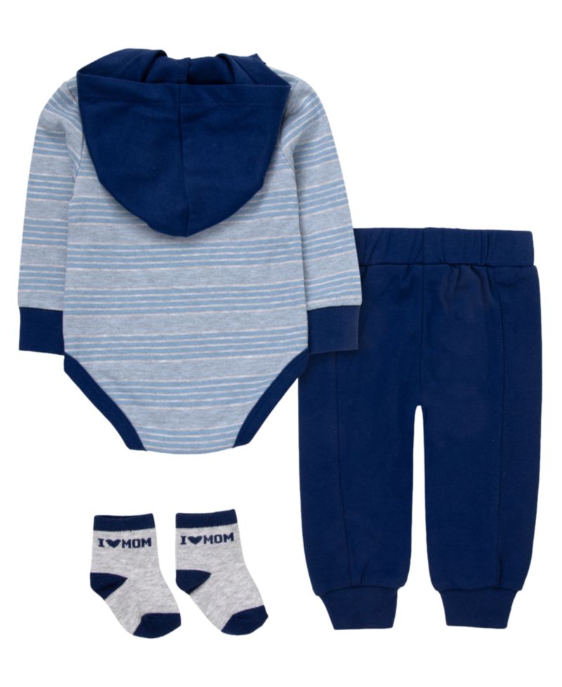 Baby Boys' Long-Sleeve Bodysuit, Jogger Pant and Socks, 3-Piece Set