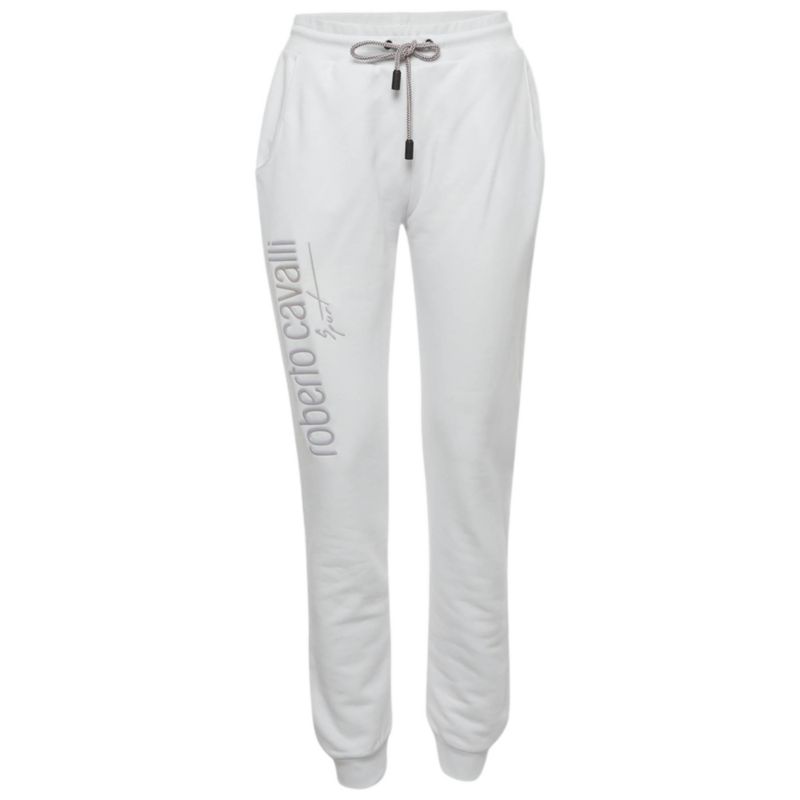 Women's Sport White Logo Print Cotton Joggers
