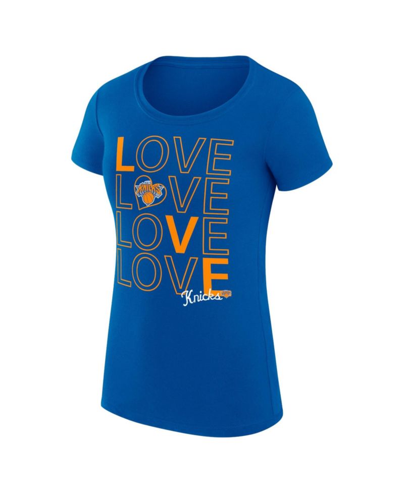 Women's Royal New York Knicks Super-Slim Fit Lightweight Basketball Love T-Shirt