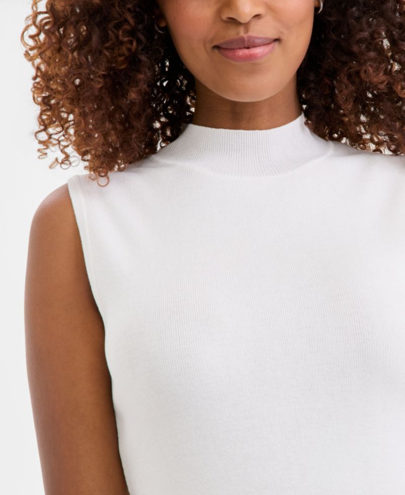 ASL Petite Sleeveless Mock Neck Sweater