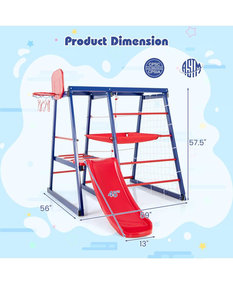Ages 3+ 7-in-1 Metal Climbing Playset