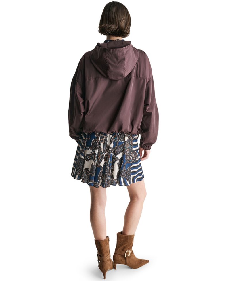 Women's Hooded Zip-Front Mock-Neck Jacket
