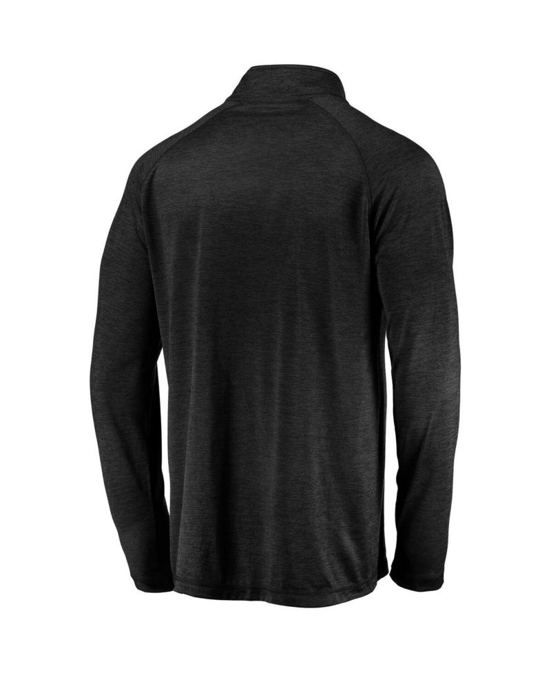 Men's Black Las Vegas Raiders Striated Primary Logo Raglan Quarter-Zip Pullover Jacket