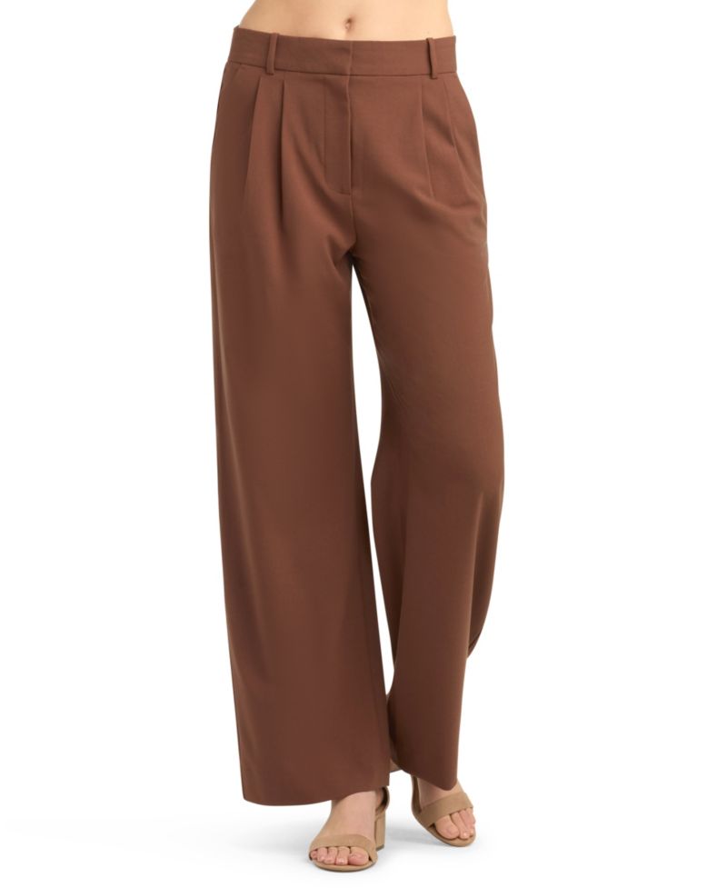 Juniors' Pleated-Front Wide-Leg Pants
