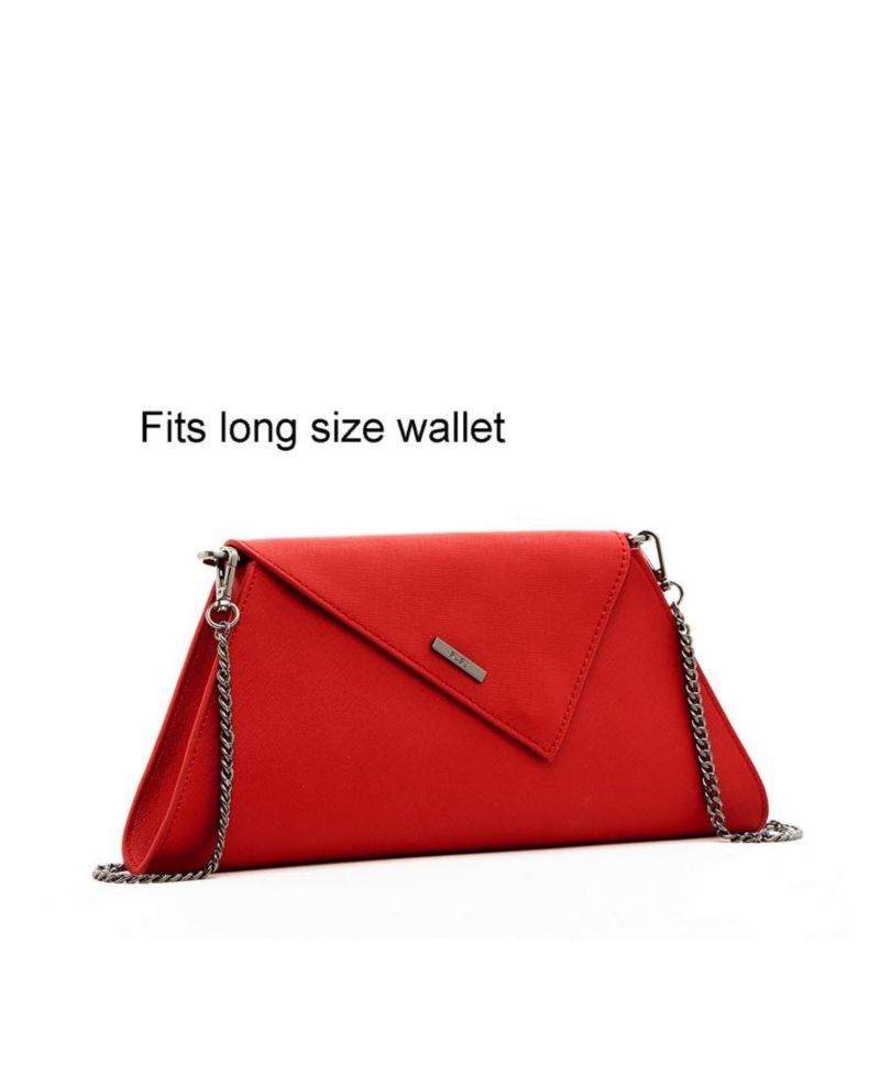 Red Clutch Bag Saffiano Leather Clutch Purse Crossbody Evening Purse Unique Women's Red Handbag