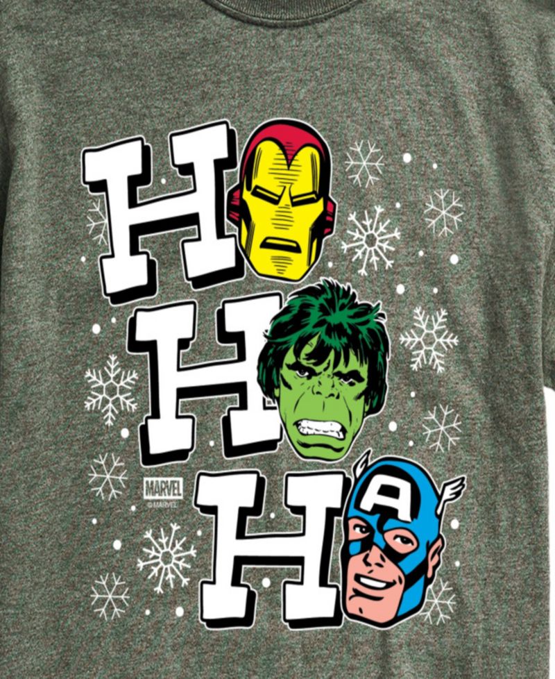 Men's Avengers Ho Ho Ho Vintage Short-Sleeve Graphic T-Shirt