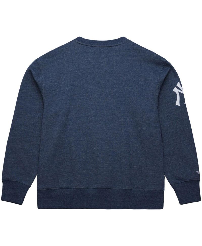 Men's Derek Jeter Heather Navy New York Yankees Legends Collection Vintage Logo Fleece Name & Number Pullover Sweatshirt