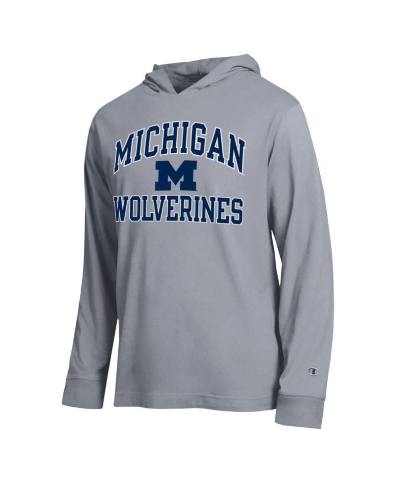 Men's Heather Gray Michigan Wolverines High Motor All-Star Long Sleeve Hooded T-Shirt