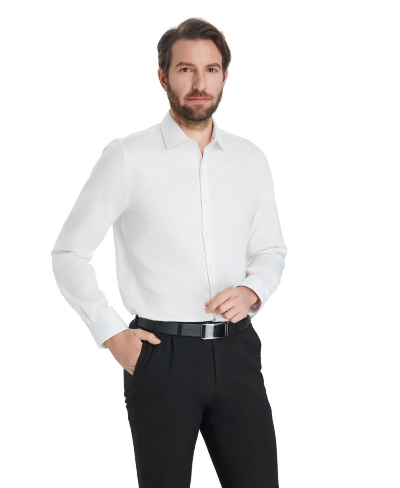 Men's Slim-Fit Leopard Print Dress Shirt
