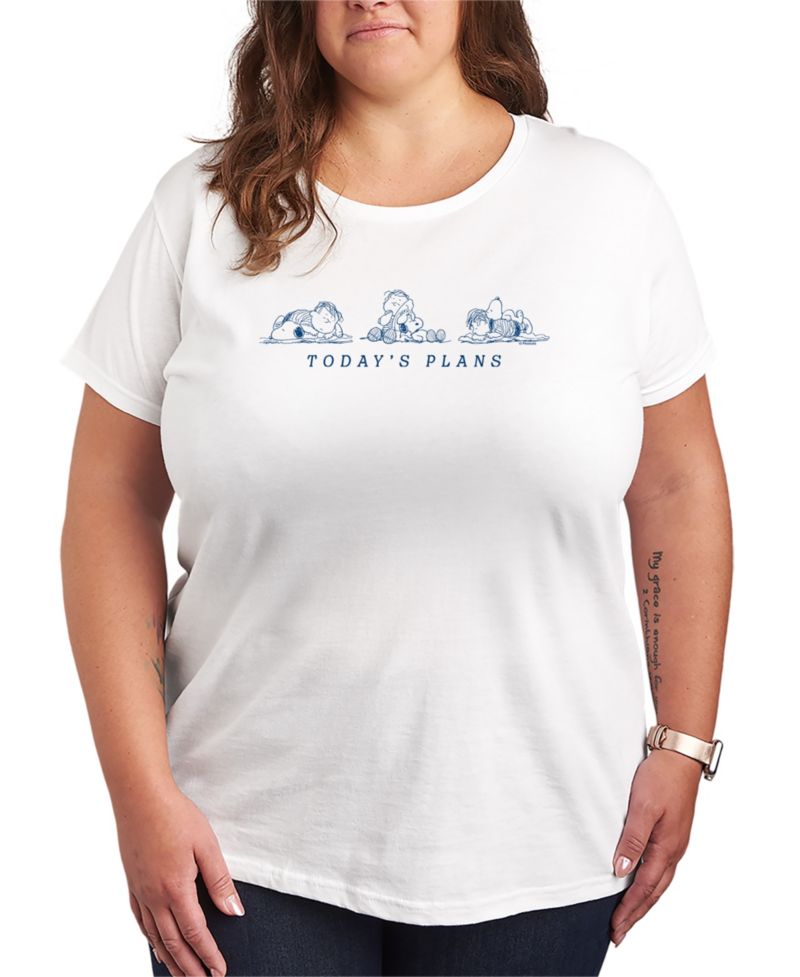 Plus Size Peanuts Todays Plans Snoopy and Linus Graphic T-Shirt