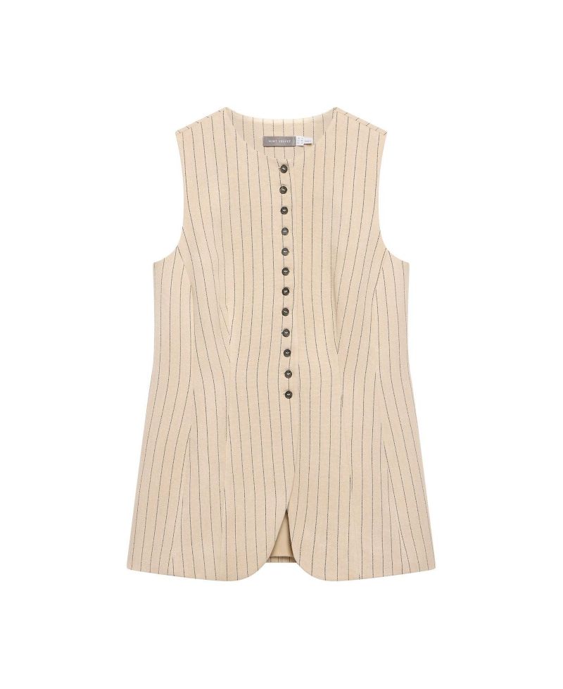 Women's Pinstripe Longline Waistcoat
