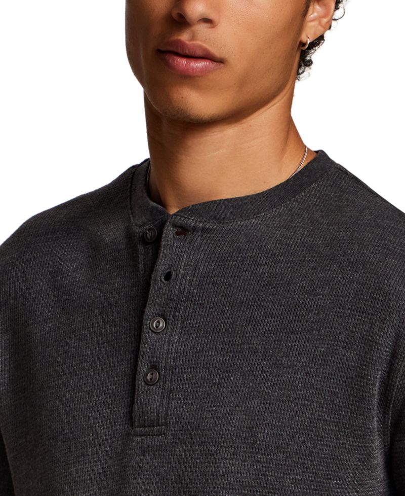 Men's Waffle Henley Long-Sleeve Shirt