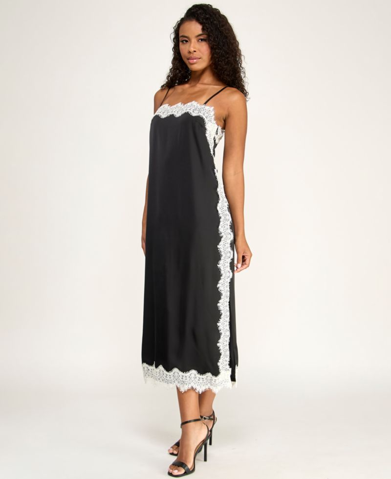 Juniors' Sleeveless Straight Neck Slip Dress