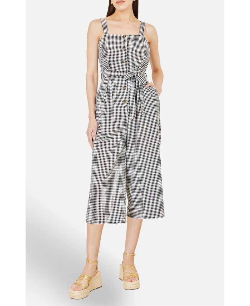 Women's Gingham Button Through Jumpsuit