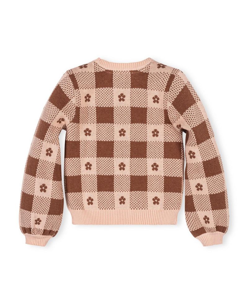 Little and Big Girls' (XXS-L) Organic Bow Detail Intarsia Sweater