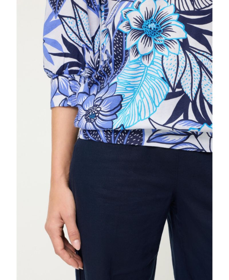 Women's Floral Split Neck T-Shirt