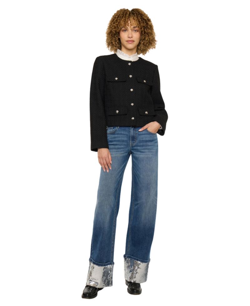 Women's USA Juniors' Mid-Rise Wide-Leg Jeans