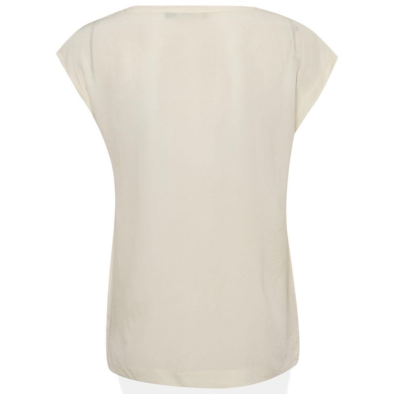 Women's Cream Printed Silk Sleeveless Top