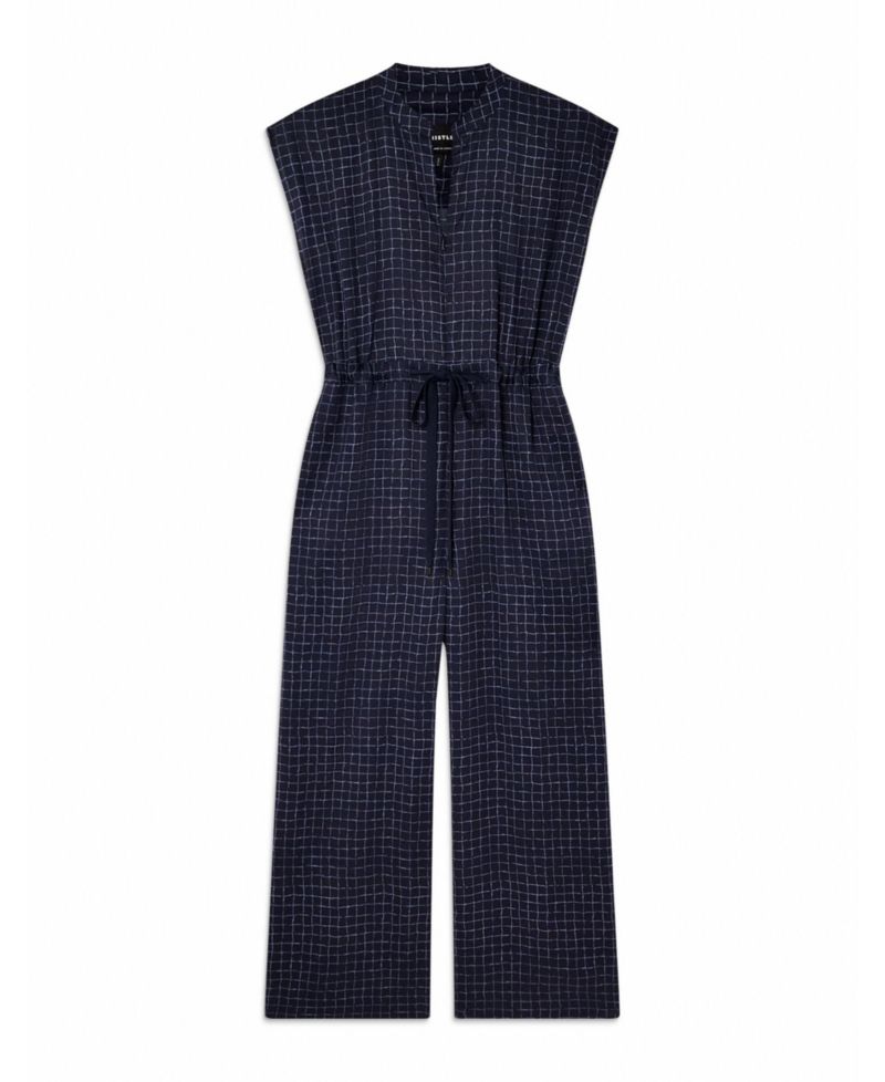 Women's Grid Print Sleeveless Jumpsuit