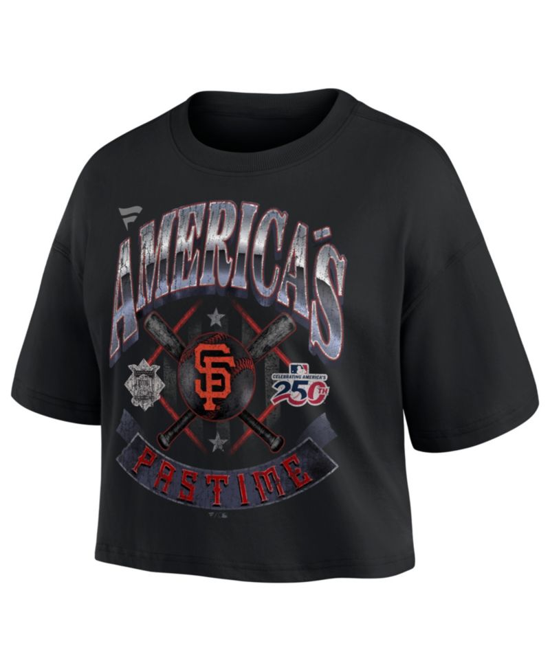 Women's Black San Francisco Giants Americana Crop T-Shirt