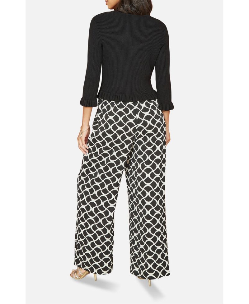 Women's Tie Front Frilled Hem Ribbed Cardigan