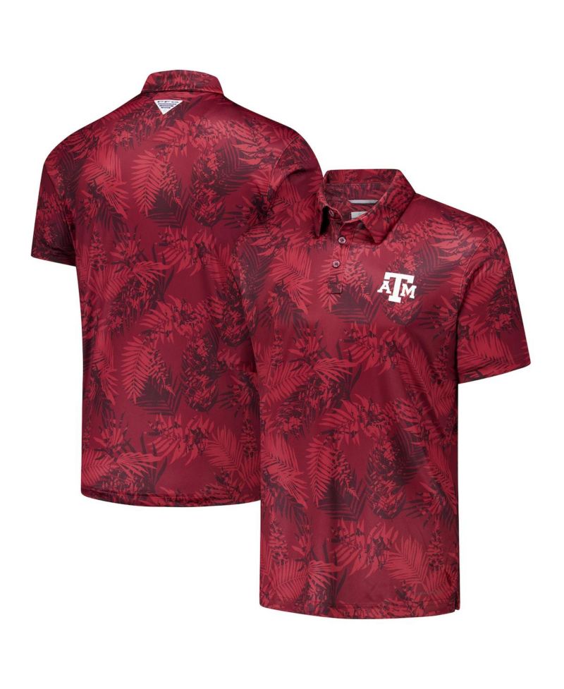 Men's Maroon Texas A&M Aggies PFG Super Terminal Tackle Omni-Shade Bangalow's Polo Shirt