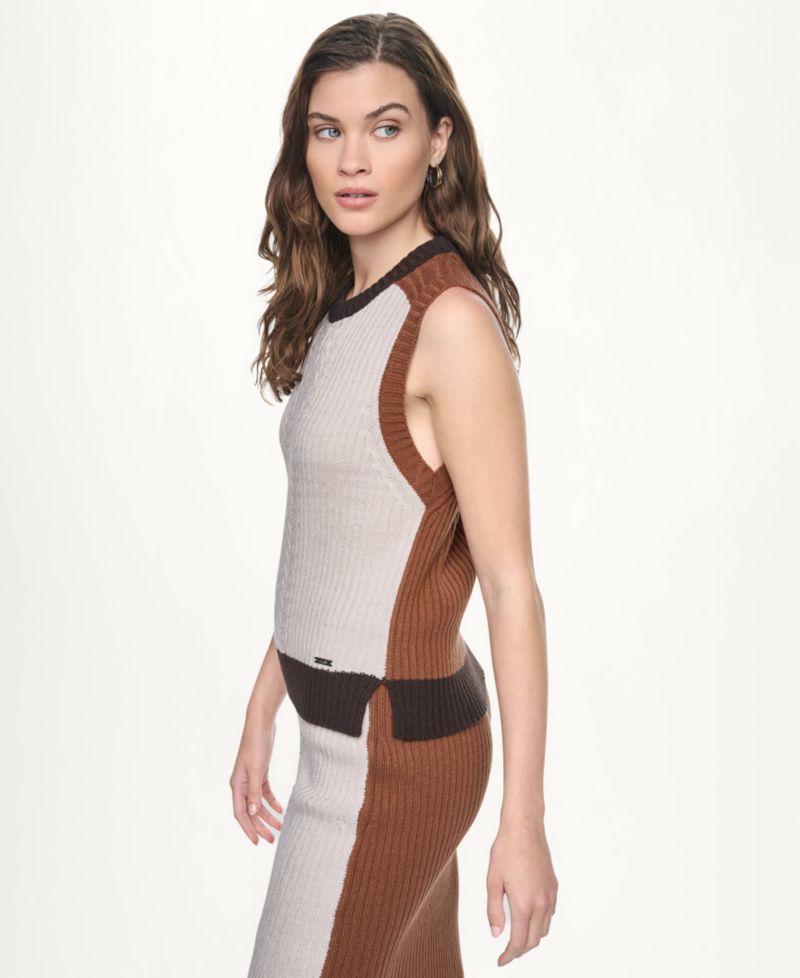 Women's Color Block Ribbed Midi Pencil Skirt