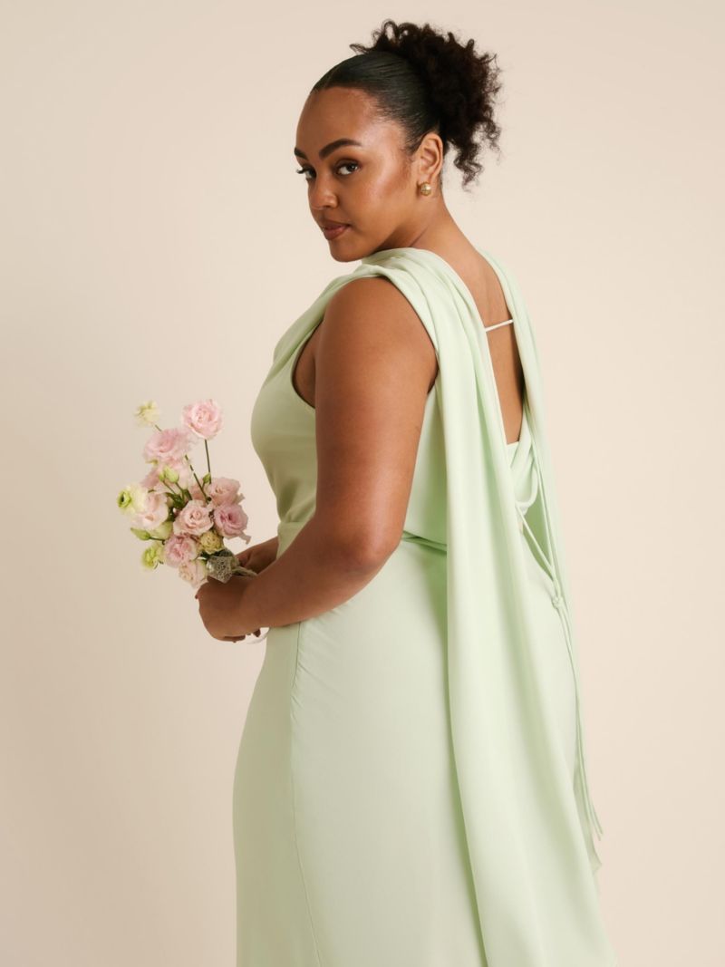 Women's Plunge Cowl Chiffon Bridesmaid Dress