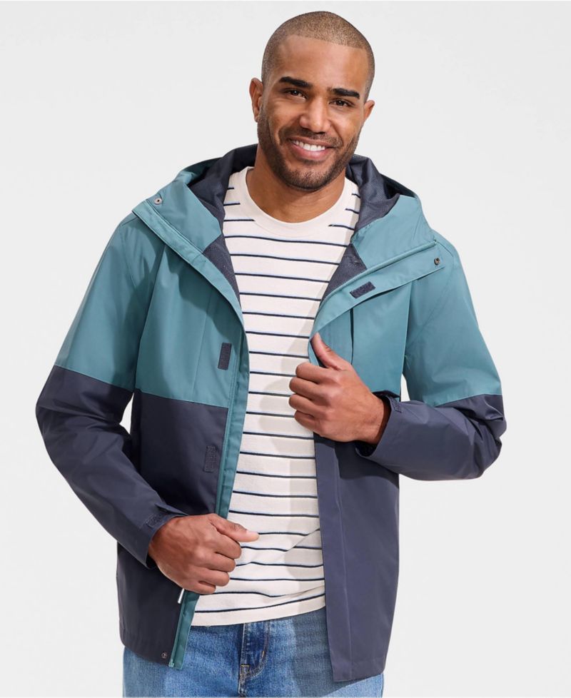 Men's Waterproof Colorblock Raincoat