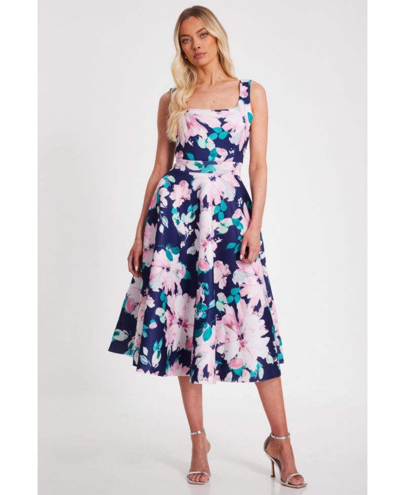 Women's Square Neck Skater Midaxi Dress