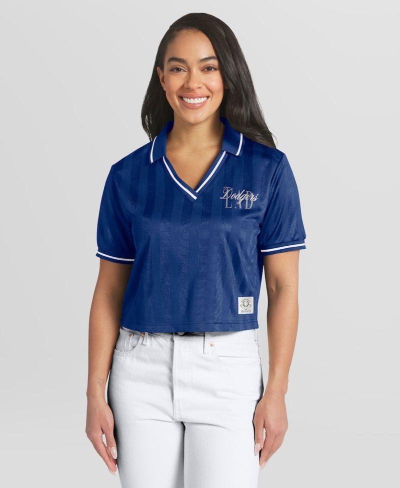 Women's Royal Los Angeles Dodgers Cropped Polo Shirt