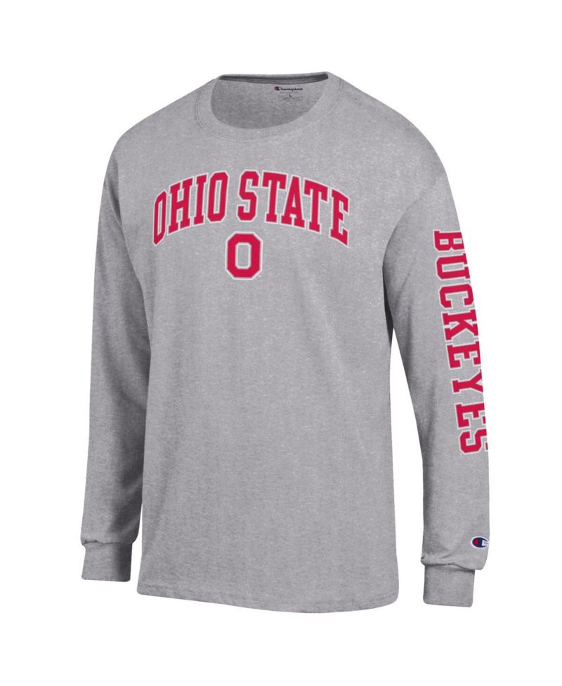 Men's Scarlet Ohio State Buckeyes Arch Over Logo 2-Hit Long Sleeve T-Shirt