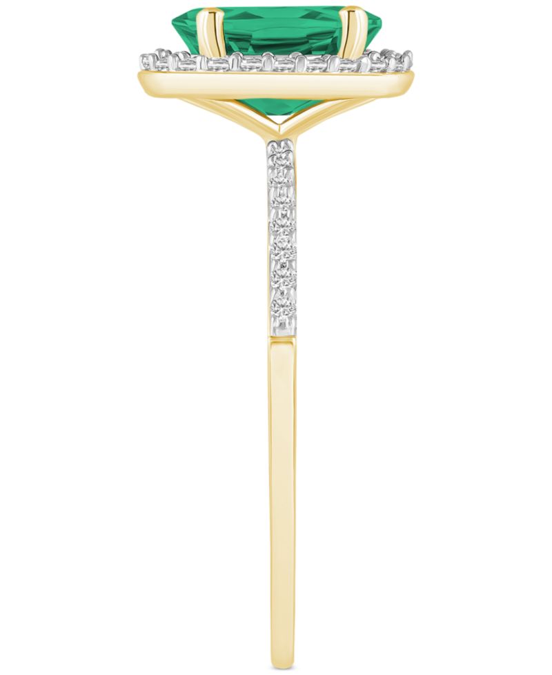 Lab-Created Emerald (1 ct. t.w.) & Lab-Created White Sapphire (1/5 ct. t.w.) Oval Halo Ring