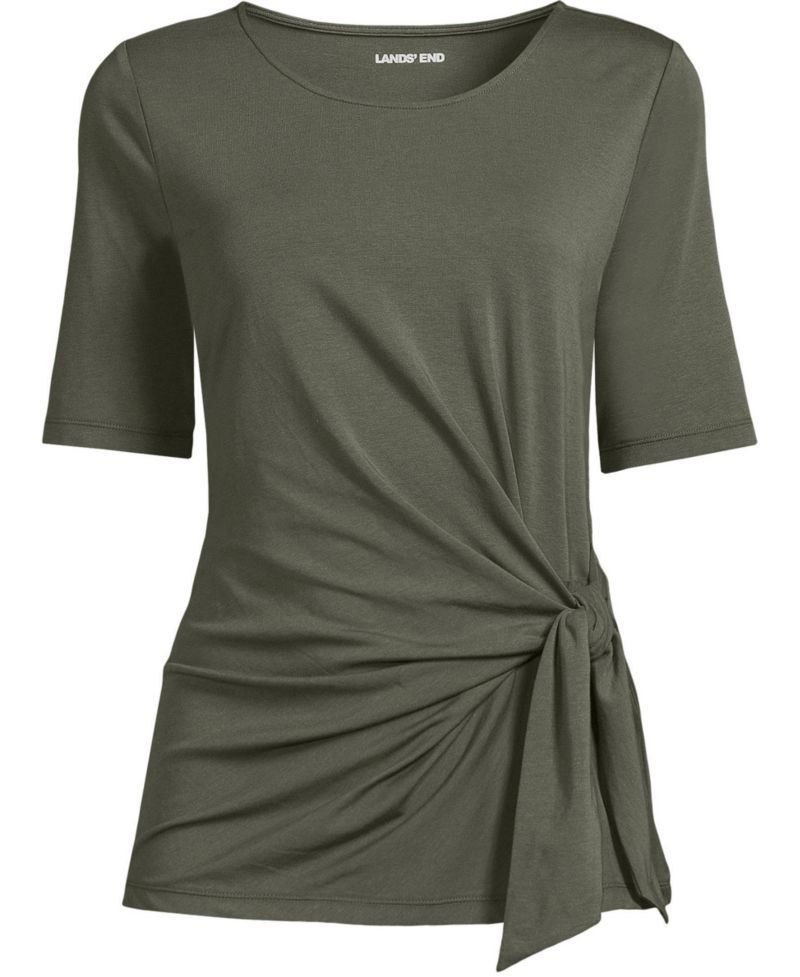 Plus Size Lightweight Jersey Tie Front Top