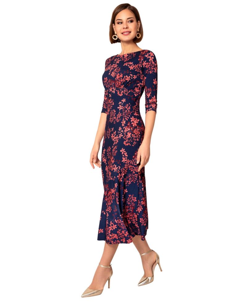 Women's Maxine Floral-Print Asymmetric Bias-Cut Midi Dress
