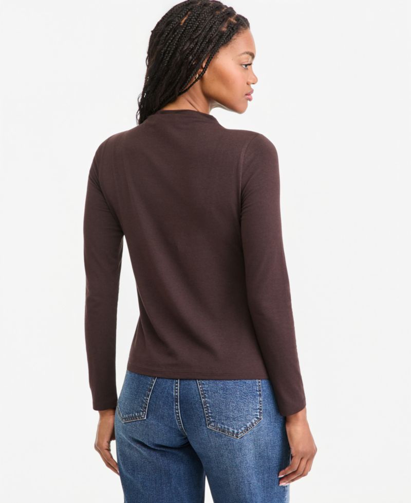 Women's Long-Sleeve Funnel-Neck Jersey Top