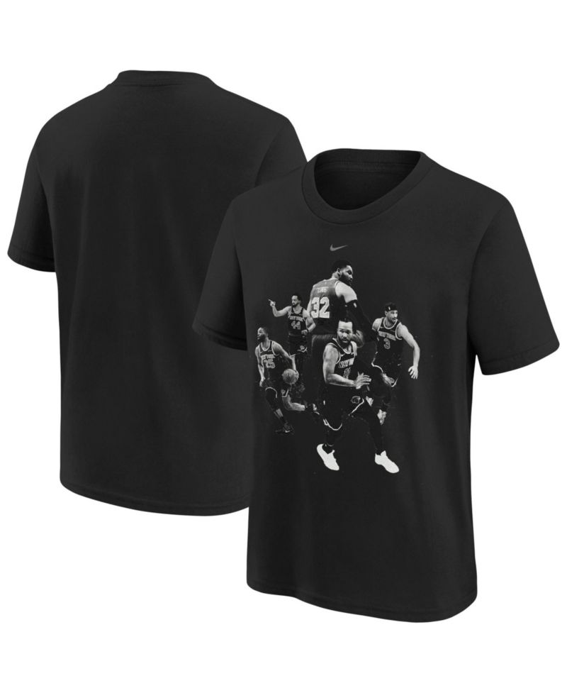 Big Boys and Girls Black New York Knicks Players T-Shirt