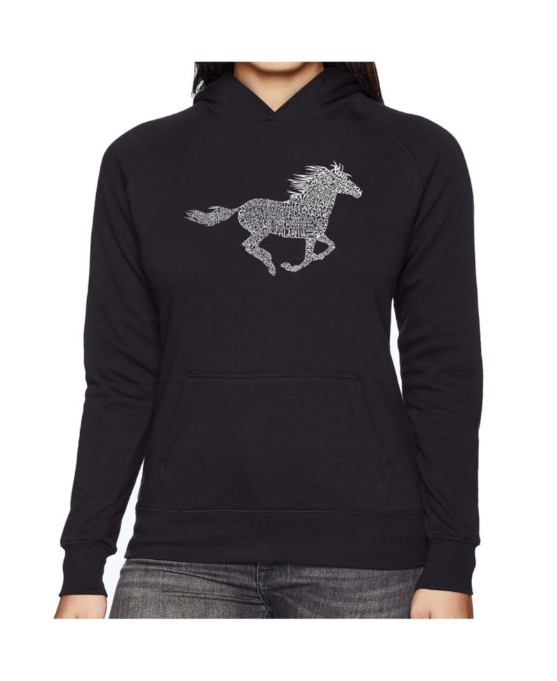 Women's Word Art Hooded Sweatshirt -Horse Breeds