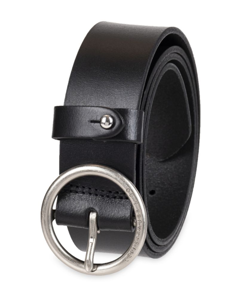 Women's Circular Center Bar Buckle Leather Belt