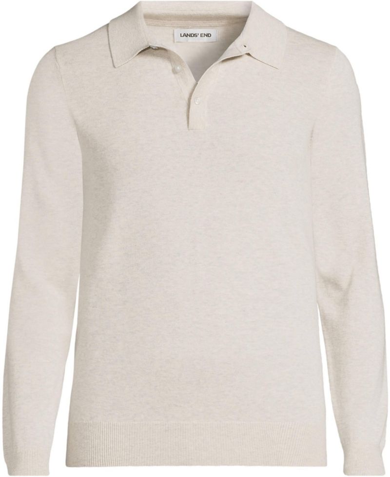 Men's Long Sleeve Cotton Sweater Polo